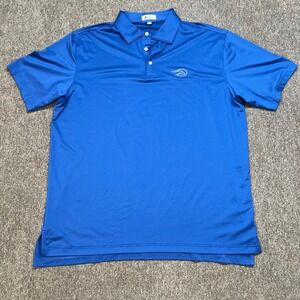 Peter Millar Mens Blue Golf Polo Shirt Short Sleeve Embroidered Logo XL